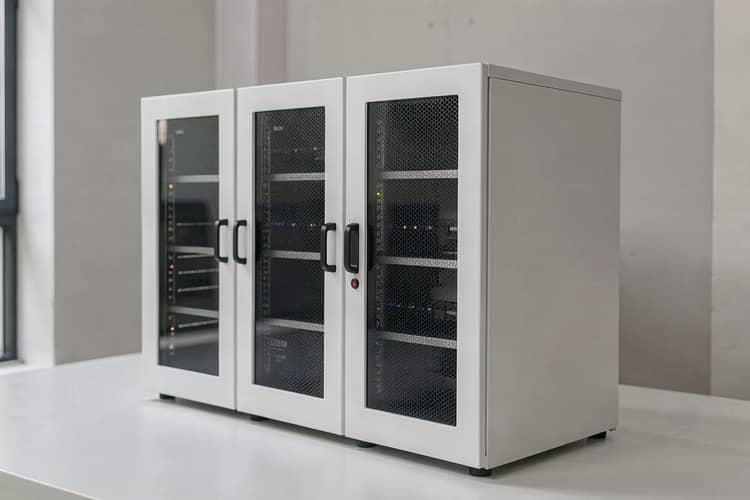 AI-generated Institutional Crypto Cold Storage: What Actually Keeps Keys Offline, rear three-quarter view